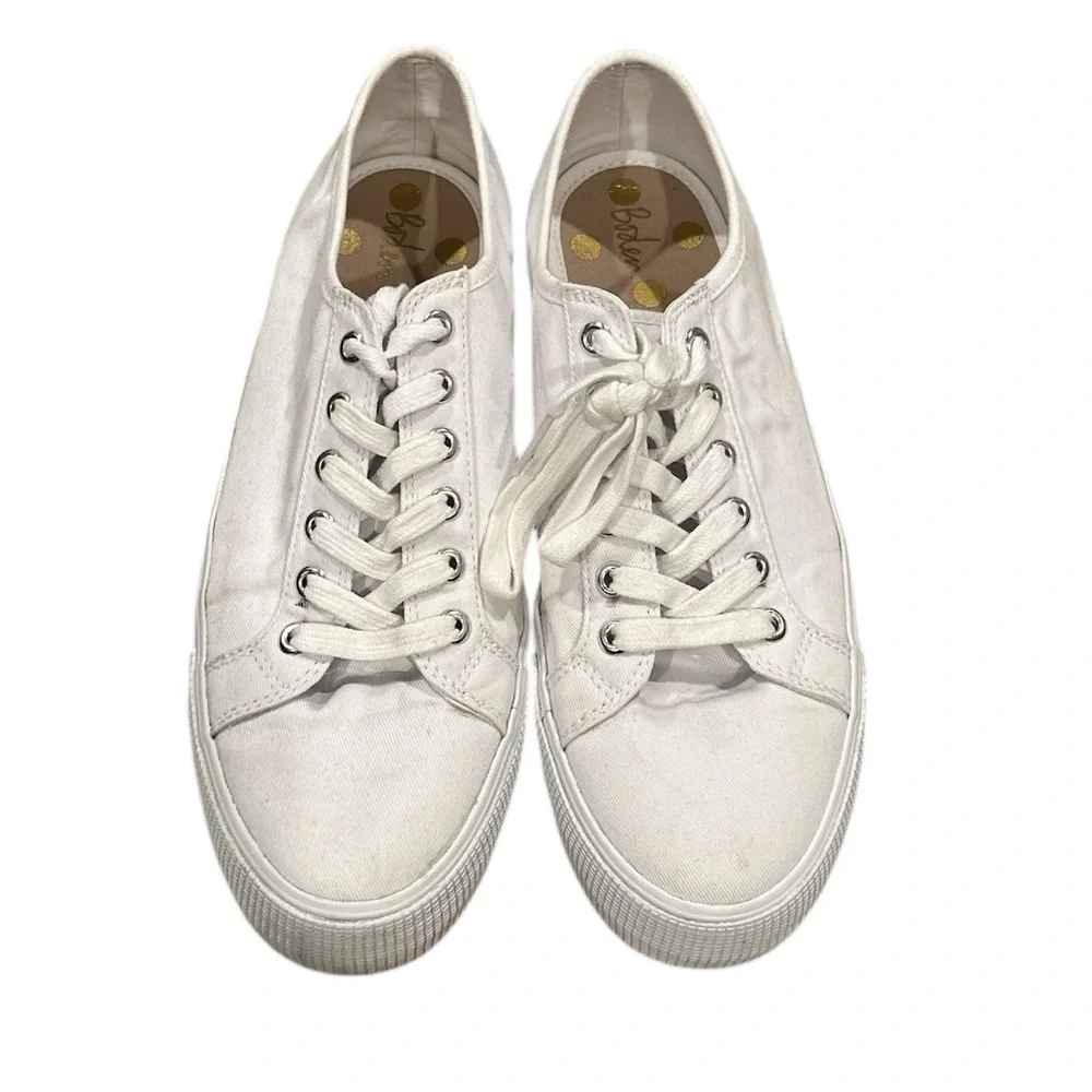 BODEN RAINBOW STRIPE BACK White Canvas PLATFORM Sneakers 40